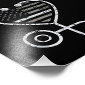 Corrections Nurse Thin Grey Line Heart US Flag Foto Afdruk (Hoek)