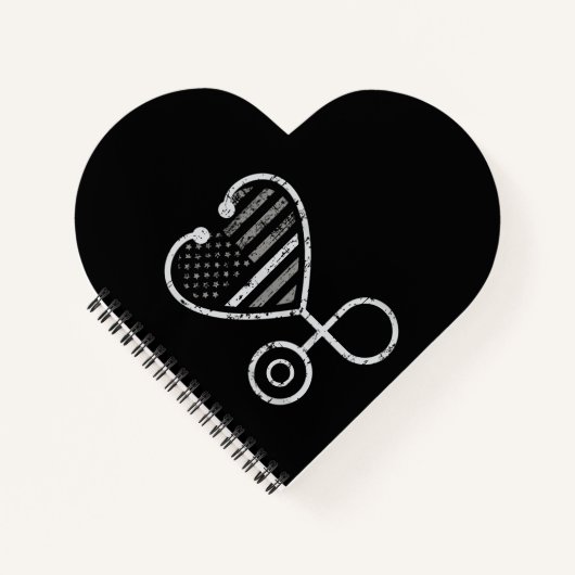Corrections Nurse Thin Grey Line Heart US Flag Notitieboek (Voorkant)