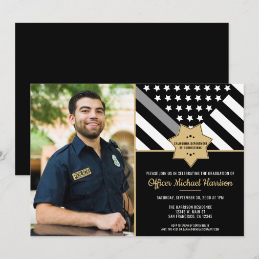 Corrections Officer Graduation Party Flag Foto Kaart (Voorkant / Achterkant)