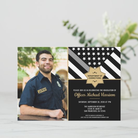 Corrections Officer Graduation Party Flag Foto Kaart (Staand voorkant)
