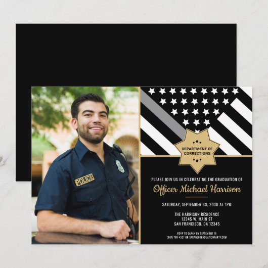 Corrections Officer Graduation Party Flag Foto Kaart (Voorkant / Achterkant)