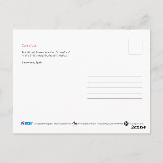 Correfocs van het graafschap Gràcia in Barcelona, Briefkaart (Achterkant)