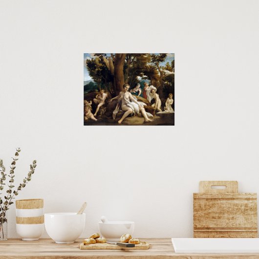 Correggio Leda en de Swan Poster (Keuken)