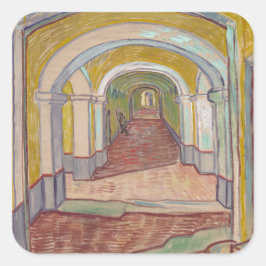 Corridor in de Asiel door Vincent Van Gogh Vierkante Sticker