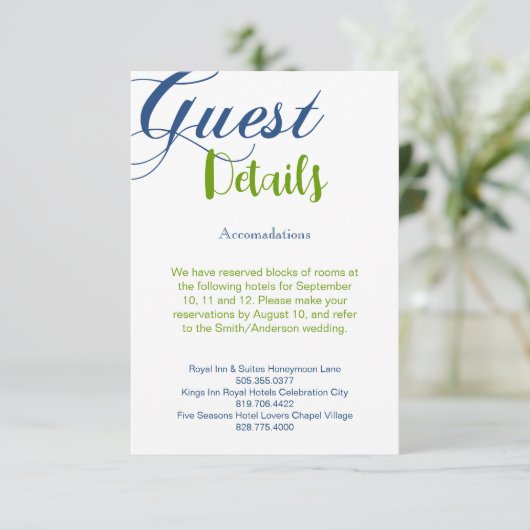 Corrin Calligrafie Informatie Details RSVP Kaartje (Staand voorkant)