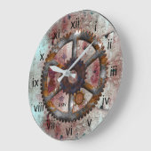 Corroded Blue and Rust Steampunk Wall Clock Grote Klok (Hoek)