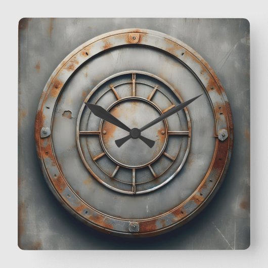 corroded metal object vierkante klok (Voorkant)