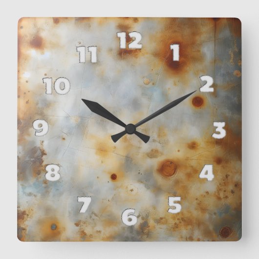 corroded steel plate vierkante klok (Voorkant)