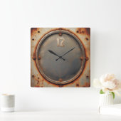 corroded steel vierkante klok (Huis)