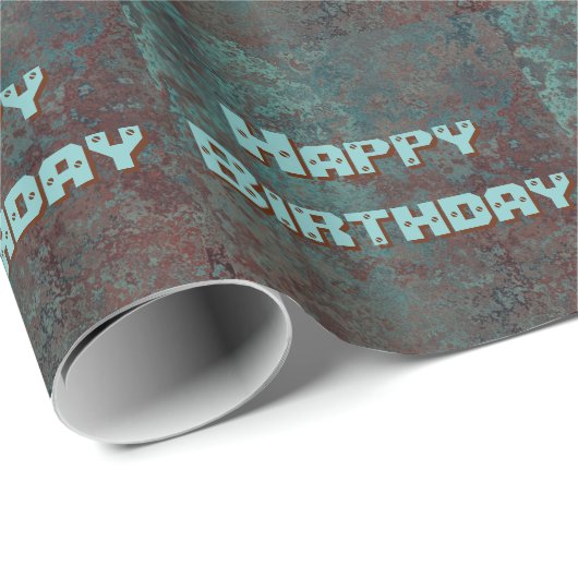 Corrosie " Copper" print betegeld Happy Birthday Cadeaupapier (Rol Hoek)