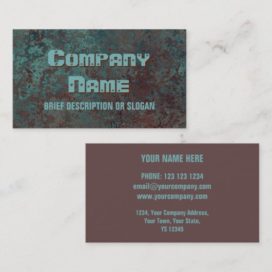 Corrosie-"koperafdruk"beschrijving" Visitekaartje (Voorkant / Achterkant)