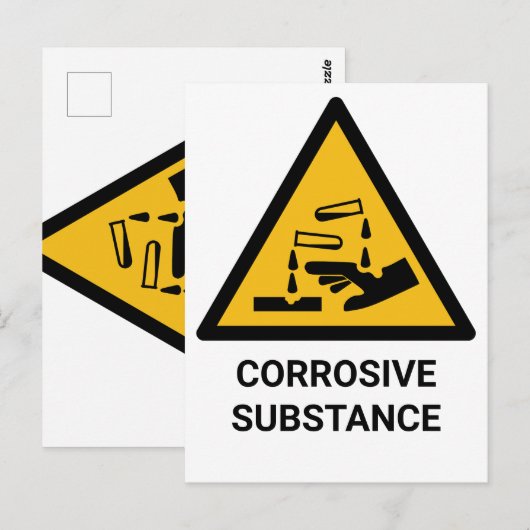 Corrosieve stof waarschuwing, bijtende chemische s briefkaart (Voorkant / Achterkant)