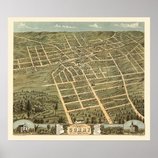 Corry, PA Panorama Map - 1870 Poster (Voorkant)