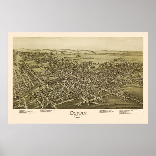 Corry, PA Panorama Map - 1895 Poster (Voorkant)