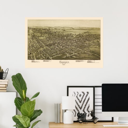 Corry, PA Panorama Map - 1895 Poster (Thuiskantoor)