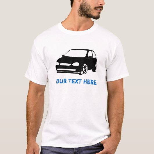 Corsa zwart + jouw tekst t-shirt (Voorkant)