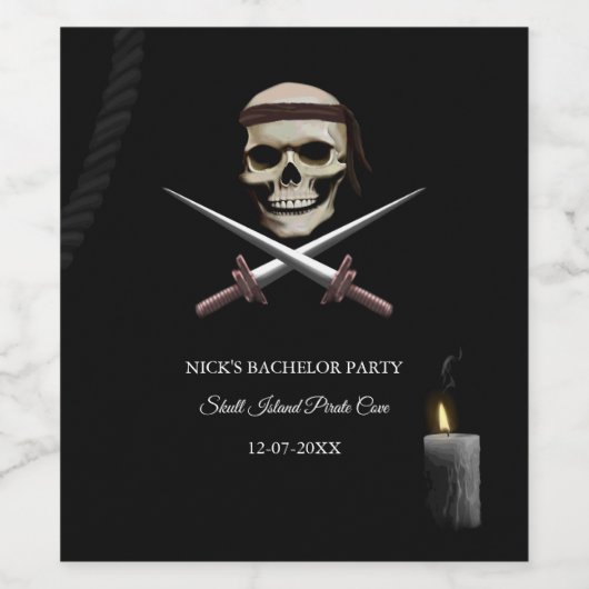 Corsair Pirate thema zee rover Bachelor / Verjaard Wijn Etiket (Enkel label)