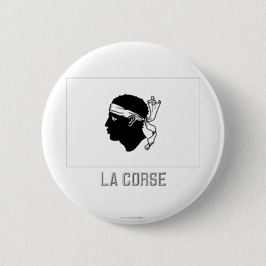 Corse flag met name ronde button 5,7 cm (Voorkant)