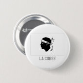 Corse flag met name ronde button 5,7 cm (Voorkant /achterkant)