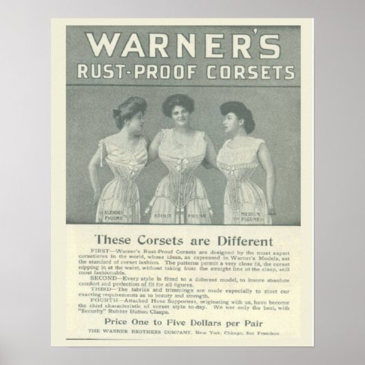 Corset Advertisement, Warners Rust Proof Poster (Voorkant)