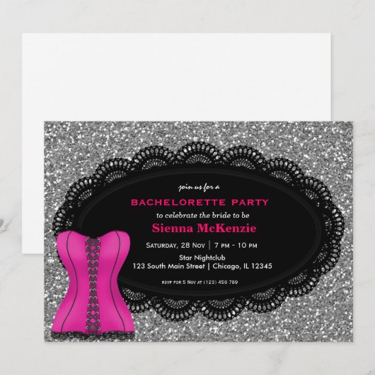 Corset Bachelorette Party Kaart (Voorkant / Achterkant)