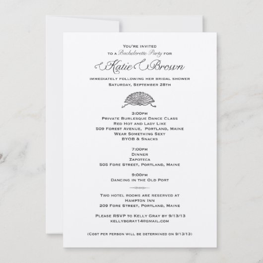 Corset Bachelorette Party Uitnodiging (Achterkant)