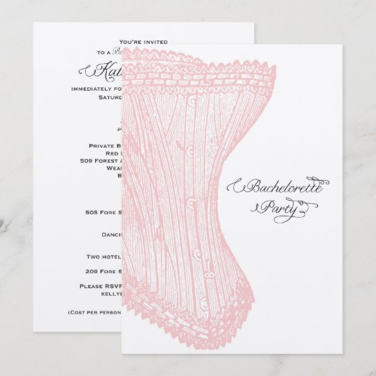  Corset Bachelorette Party Uitnodiging (Voorkant / Achterkant)