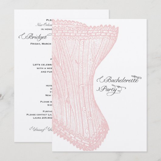 Corset Bachelorette Party Uitnodiging (Voorkant / Achterkant)