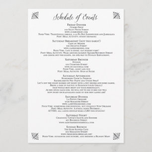  Corset Bachelorette Schedule of Events Programmakaart