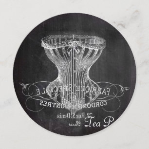 corset  Chalkboard vrijgezellenfeest theefeest Kaart