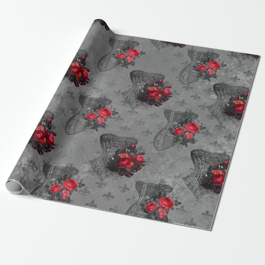 Corset en Red Rose Cadeaupapier (Uitgerold)