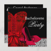 Corset High Heels Rode Zebra vrijgezellenfeest Kaart (Voorkant / Achterkant)
