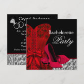 Corset Hoge Hakken Rood Zebra Meidenfeest Kaart (Voorkant / Achterkant)