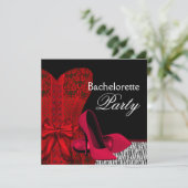 Corset Hoge Hakken Rood Zebra Meidenfeest Kaart (Staand voorkant)