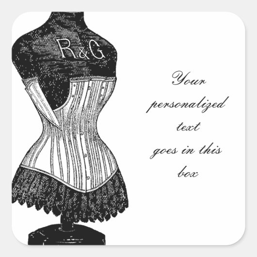  Corset-kledingformulier Vierkante Sticker (Voorkant)
