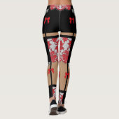 Corset Lace Bow Repeating Block Pattern Leggings (Achterkant)