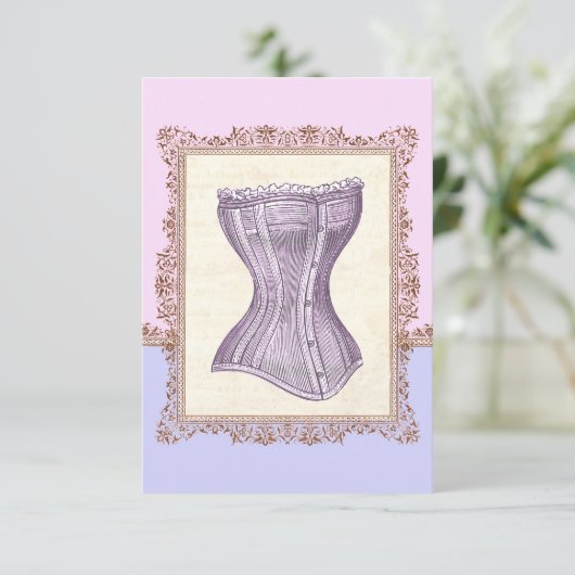 Corset Lingerie Victoriaans Vrijgezellenfeest Kaart (Staand voorkant)