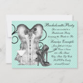 Corset Martini Blauwgroen Blue Bachelorette Party Kaart (Voorkant)