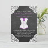 Corset White Lace Chalkboard Lingerie Shower Kaart (Staand voorkant)