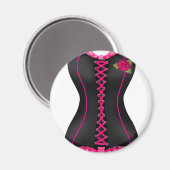 Corset Zwart Roze roos Magneet (Voorkant / Achterkant)