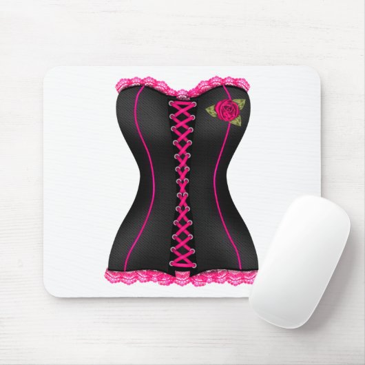 Corset Zwart Roze roos Muismat (Met muis)