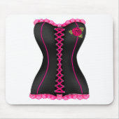 Corset Zwart Roze roos Muismat (Voorkant)