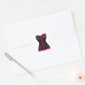 Corset Zwart Roze roos Ronde Sticker (Envelop)
