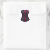 Corset Zwart Roze roos Ronde Sticker (Tas)