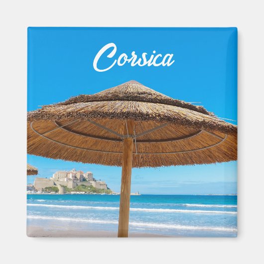 Corsica Calvi Citadel en Strand Souvenir Magneet (Voorkant)