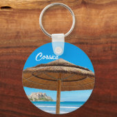 Corsica Calvi Citadel en Strand Souvenir Sleutelhanger (Voorkant)