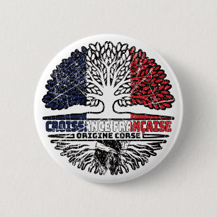 Corsica Corsican French Tree Roots Flag Ronde Button 5,7 Cm