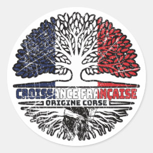 Corsica Corsican French Tree Roots Flag Ronde Sticker