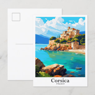 Corsica Frankrijk Art Vintage Travel Illustratie Briefkaart