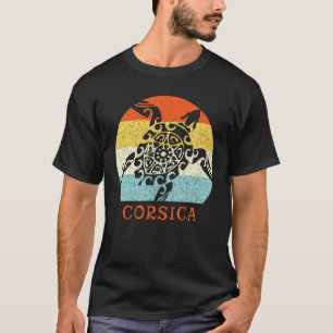 Corsica Frankrijk  Retro Turtle Europees Vacat T-shirt